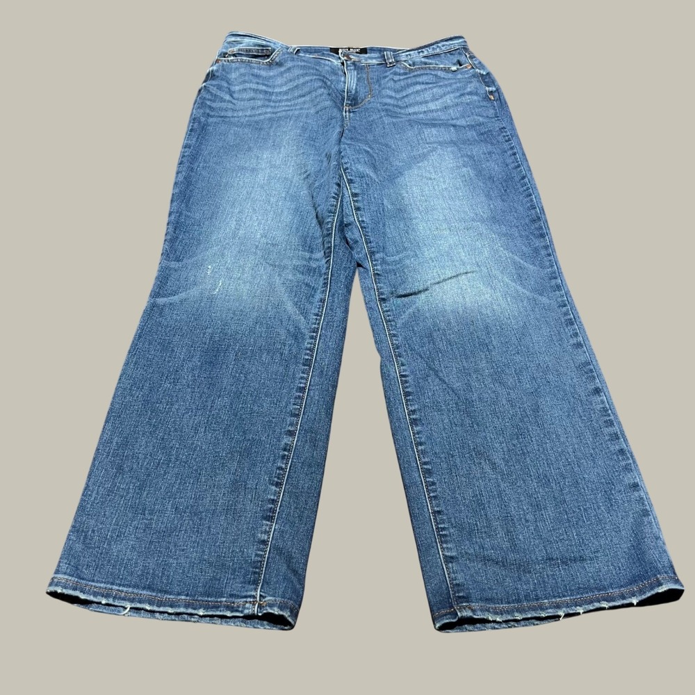 Judy Blue JB8601 DK Wide Leg Jeans Medium Dark Wash‎ Raw Hem Womens 11/30